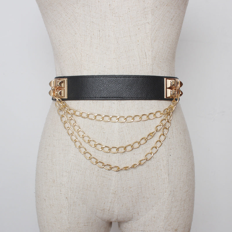 Black Multilayer Iron Chain Belt Belt Waist Belt Waist Chain Girdle