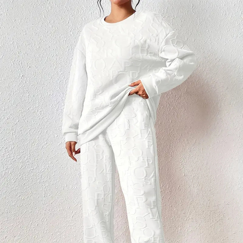 Round Neck Knitted Fashionable Letter Sweater Suit Women