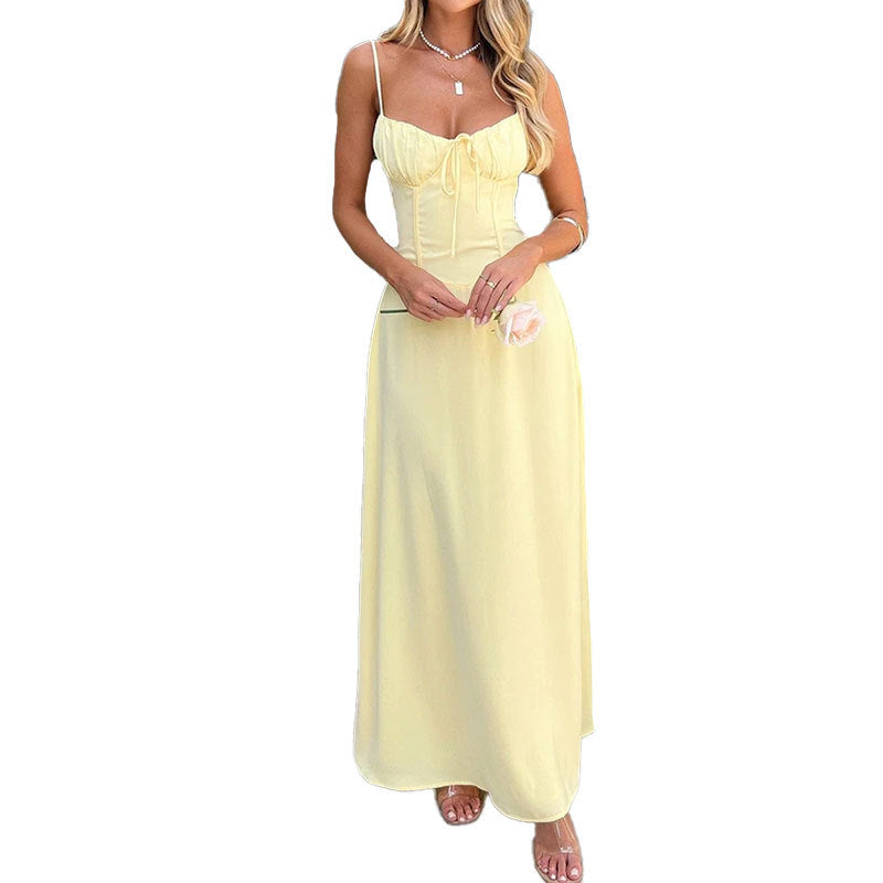 Cross-border Women's Clothing Elegant Lace-up Backless A- Line Dress - Urban Stylez Outlet 