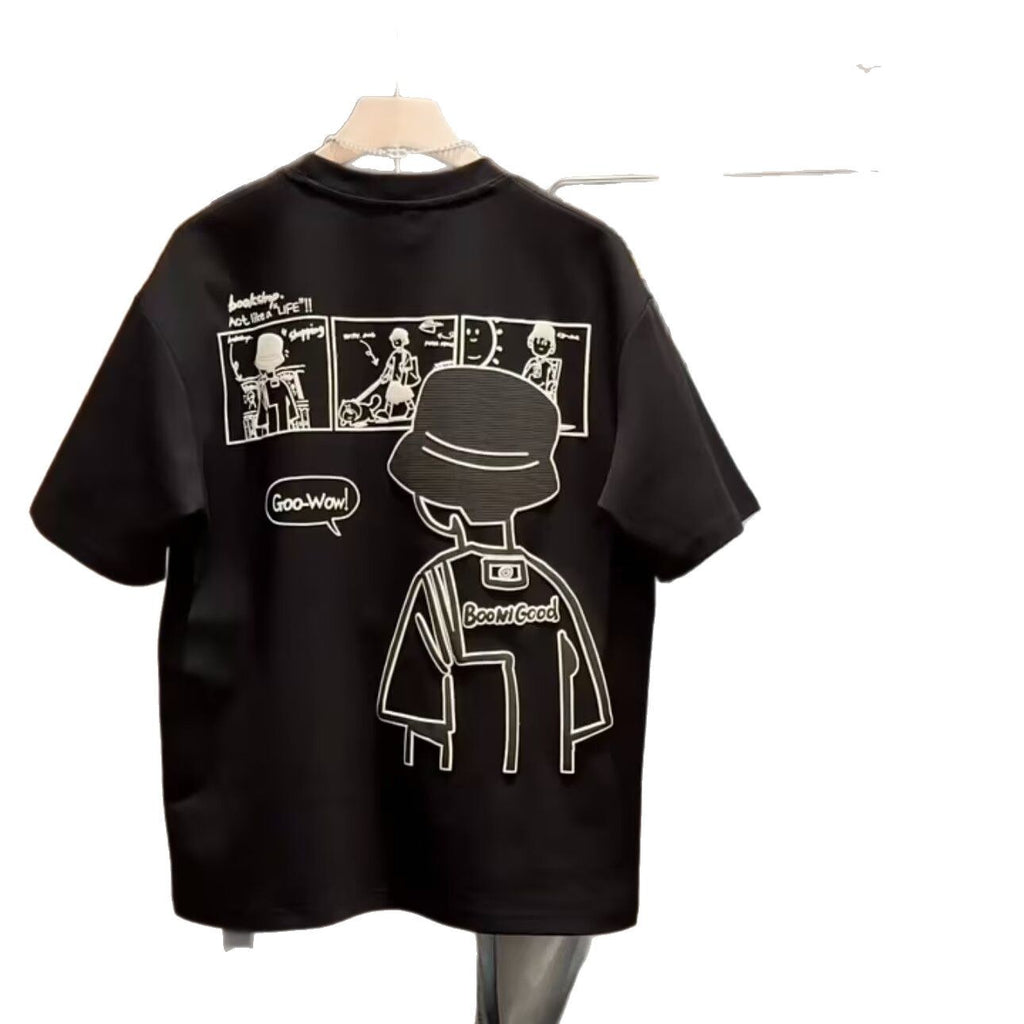 Brand Short Sleeve Ins 100 Cotton Coat Summer Trendy All-matching Crew Neck T-shirt Men