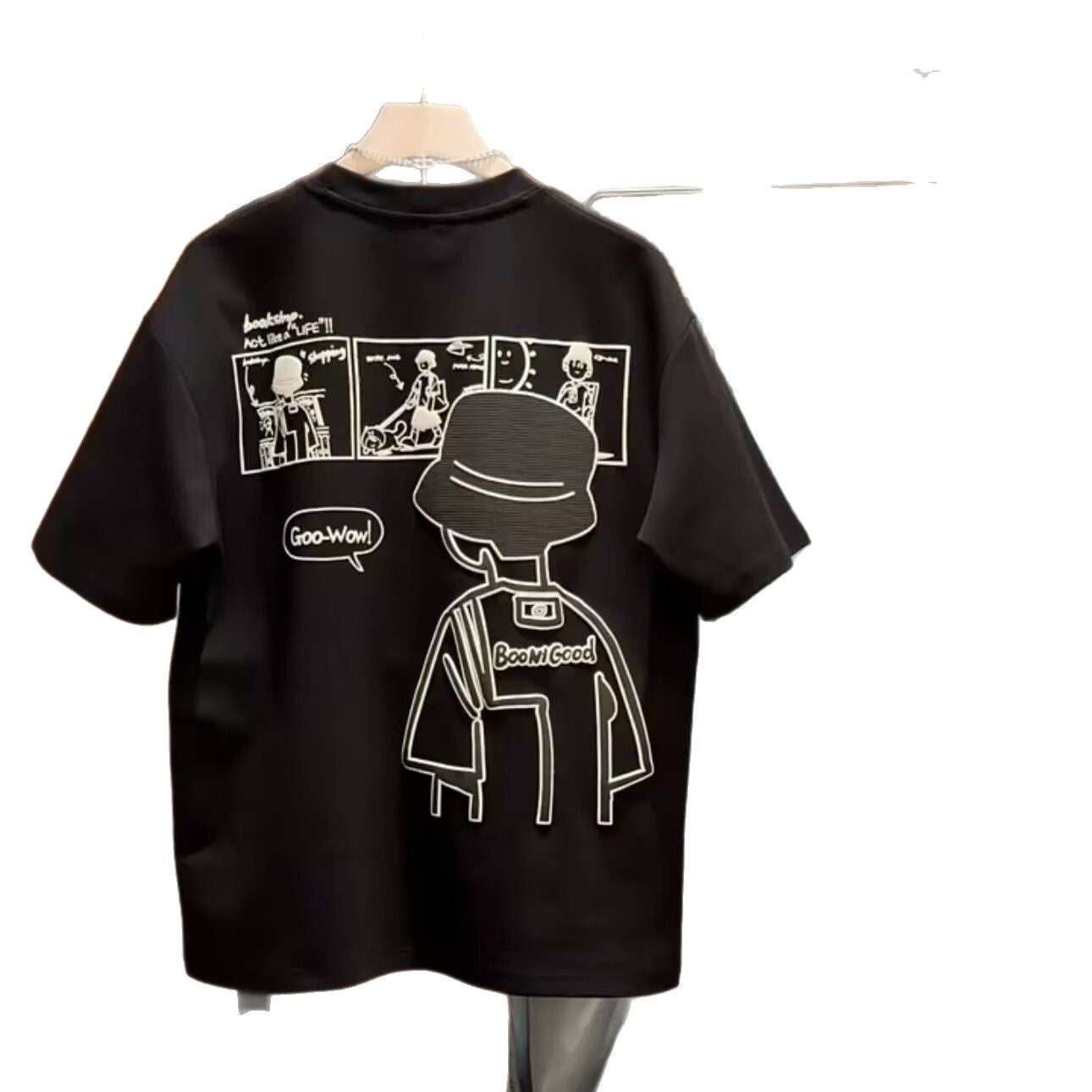 Brand Short Sleeve Ins 100 Cotton Coat Summer Trendy All-matching Crew Neck T-shirt Men