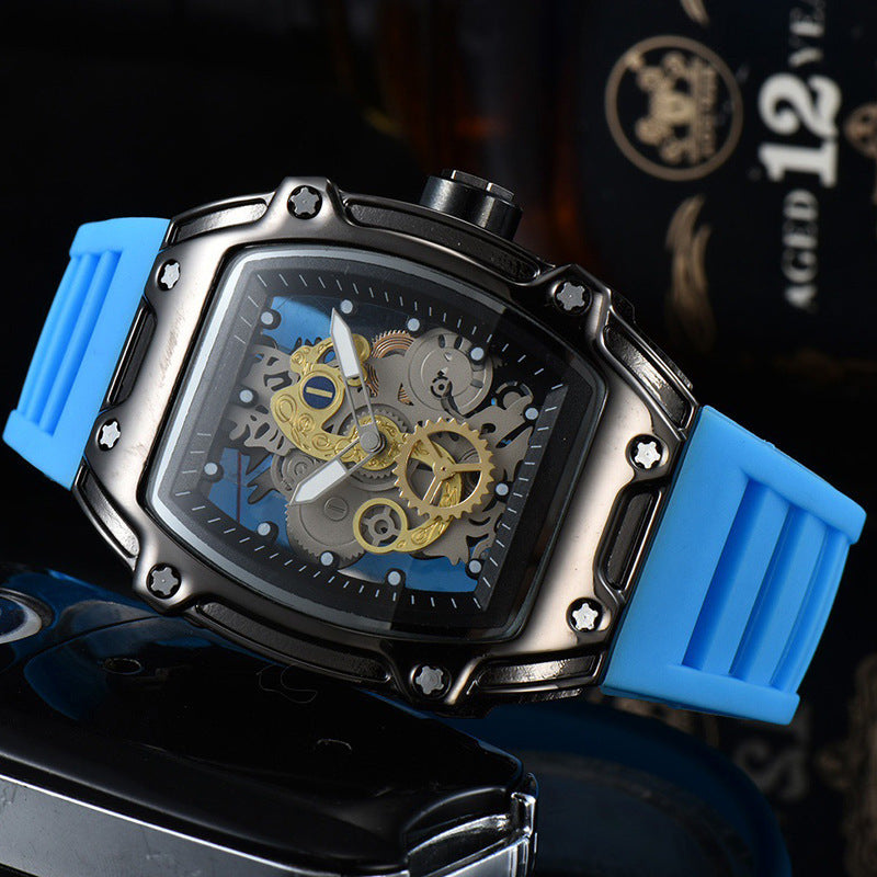 Two Hands Turn Dial Personalized Skeleton Transparent Quartz Watch