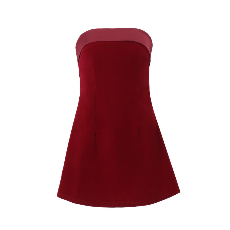Ins Slim Tube-top Dress Fashion Zipper A-line Short Dresses Party Evening Clothing For Women - Urban Stylez Outlet 