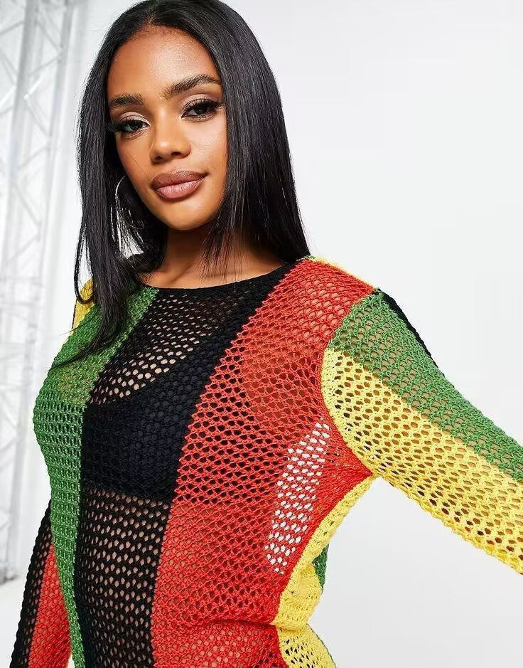 Women's Beach Hollow-out Long-sleeved Holiday Backless Sweater