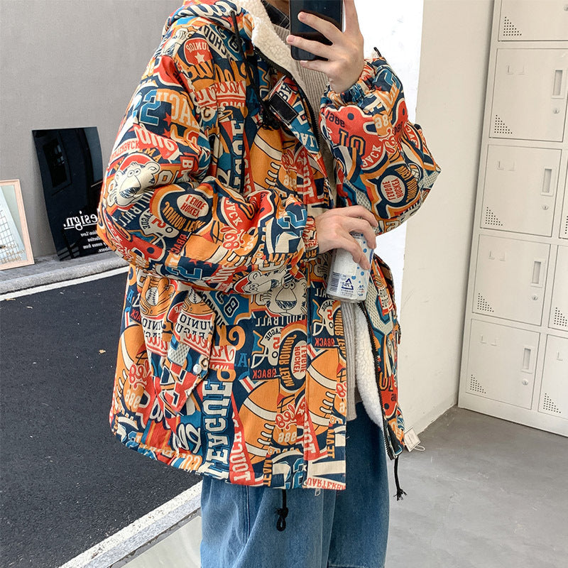 Casual Graffiti Cotton Coat Jacket