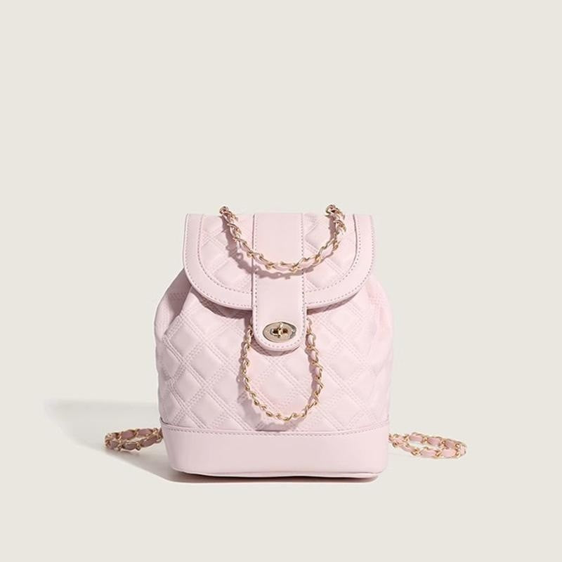 Rhombus Chain Backpack Student Shoulder Handbag