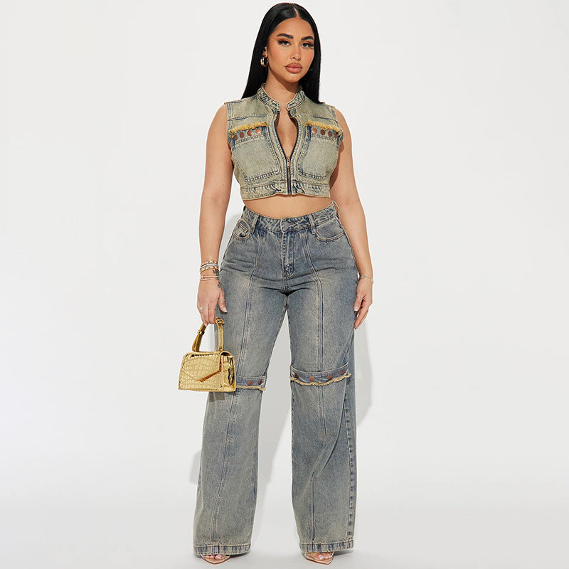 Baggy Wide Leg Jeans Women Vintage Streetwear Washed Denim Pants Grunge Basic Slouchy Trousers