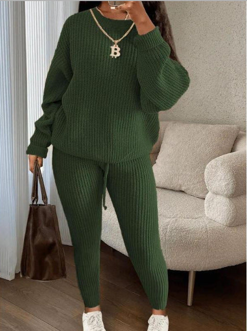 Women's Fashionable Knitted Wool Trousers Suit