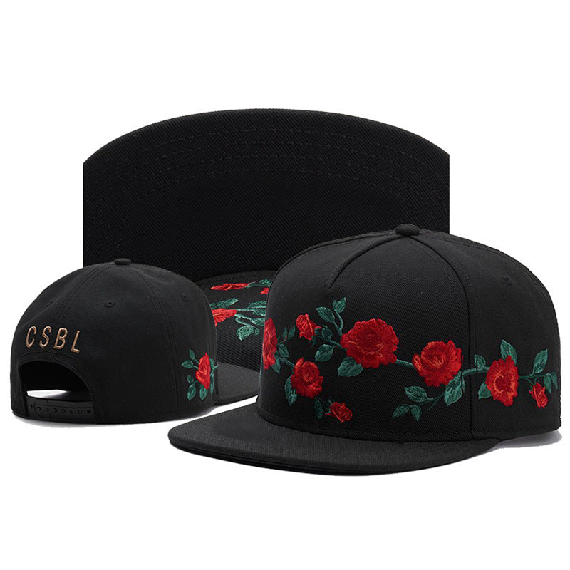 Rose Pure Cotton Embroidery Cap Male