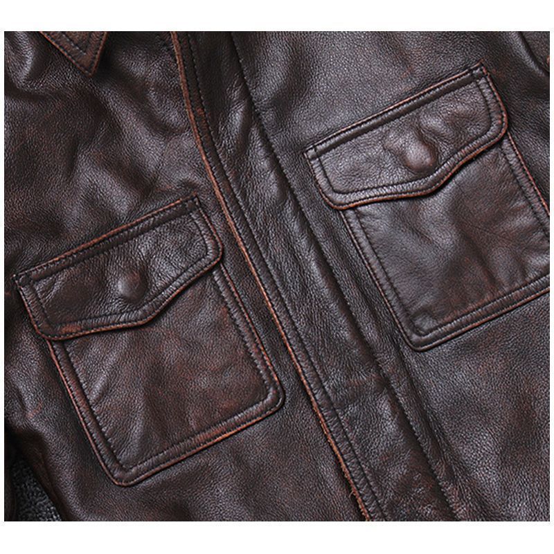 Lapel  Leather Men's Casual Retro Leather Jacket Coat