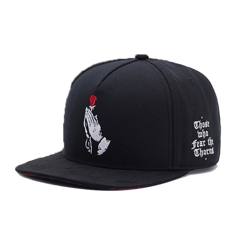 Rose Pure Cotton Embroidery Cap Male