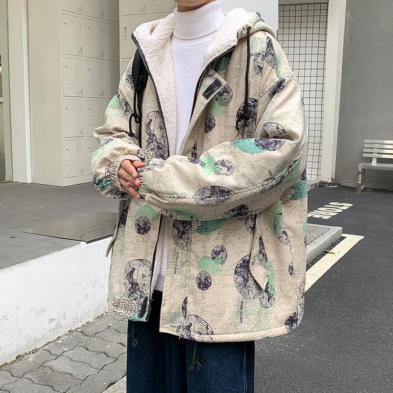 Casual Graffiti Cotton Coat Jacket