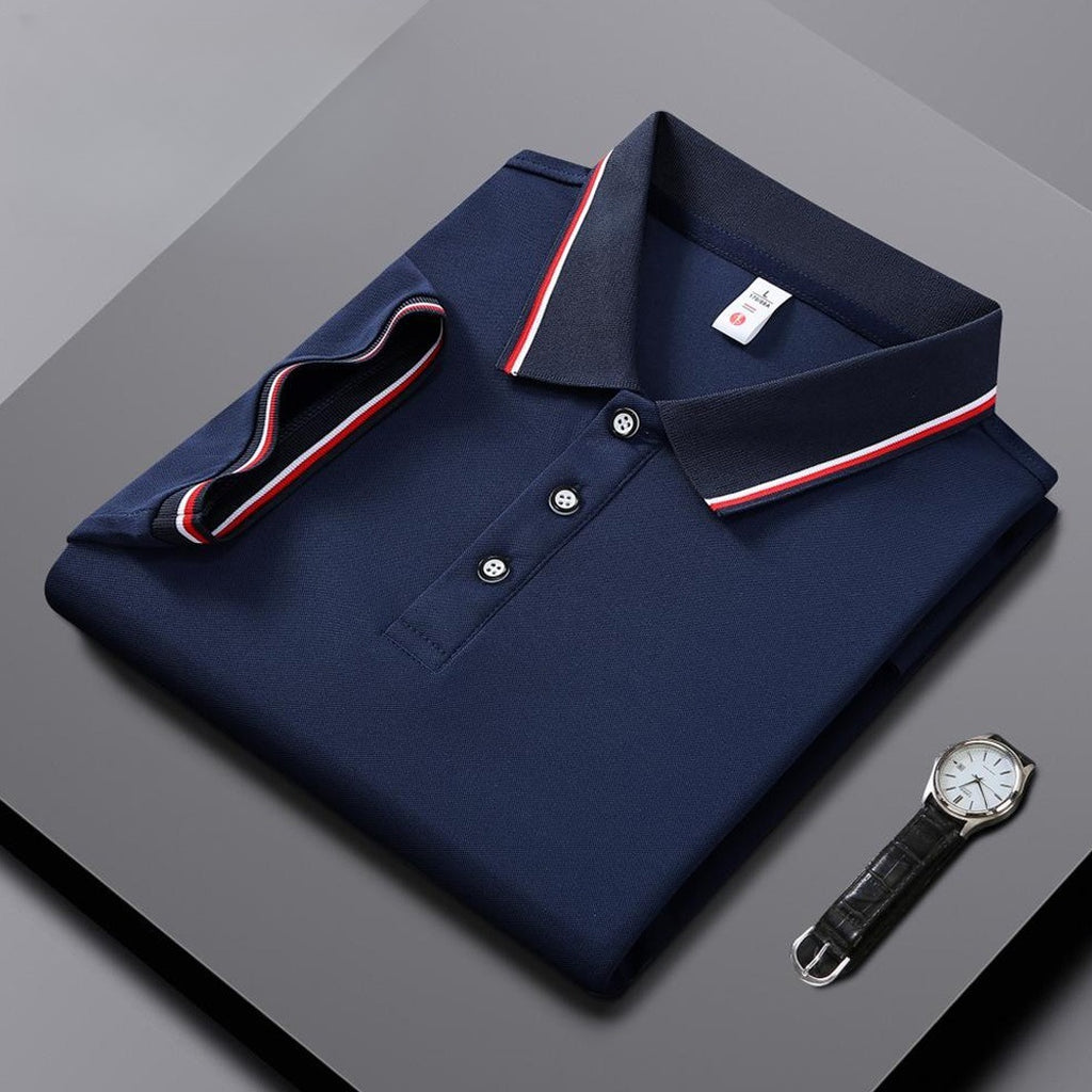 Fashion Is Ice Silk Lapel Short Sleeve Polo Shirt