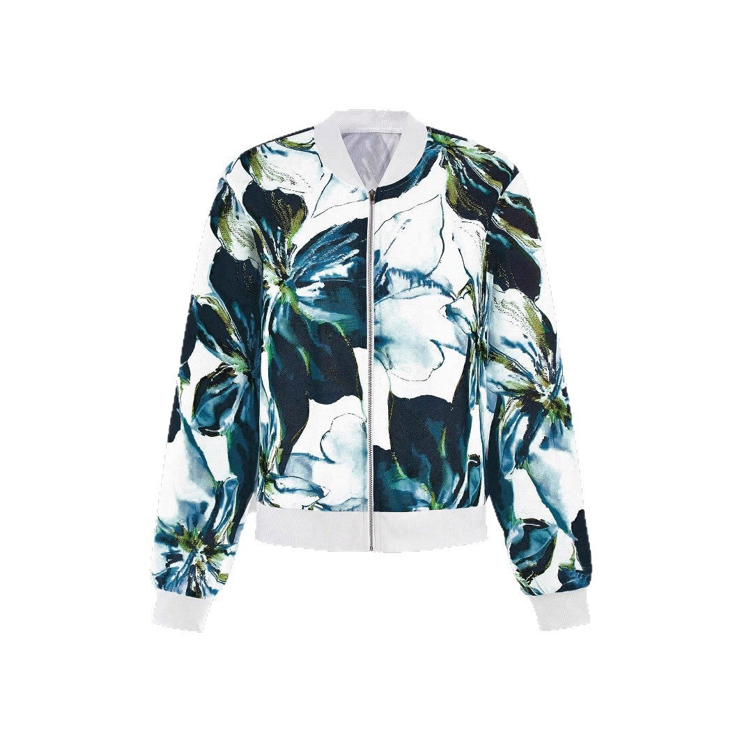 Printed Jacket Women Zipper All-matching Jacket Tops Women