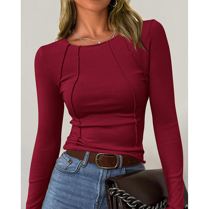 Women Long Sleeve T Shirts Crewneck Slim Fit Tops Going Out Fall Fashion Basic Tee