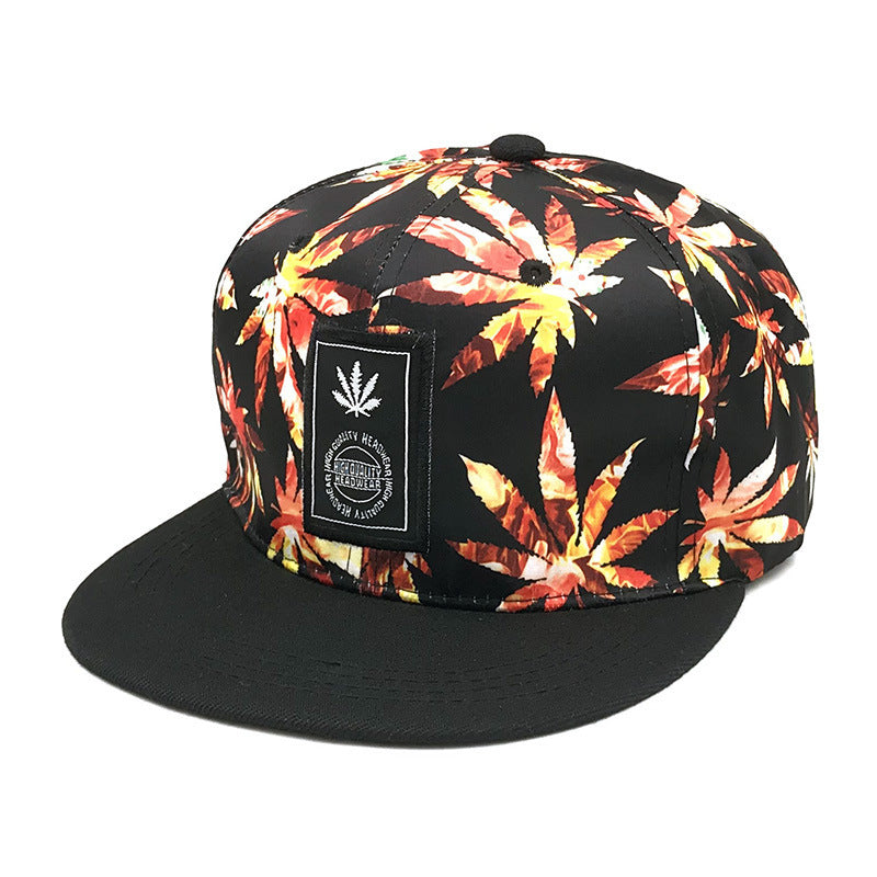 Maple Leaf Floral Fabric Embroidery Hundred Baseball Cap