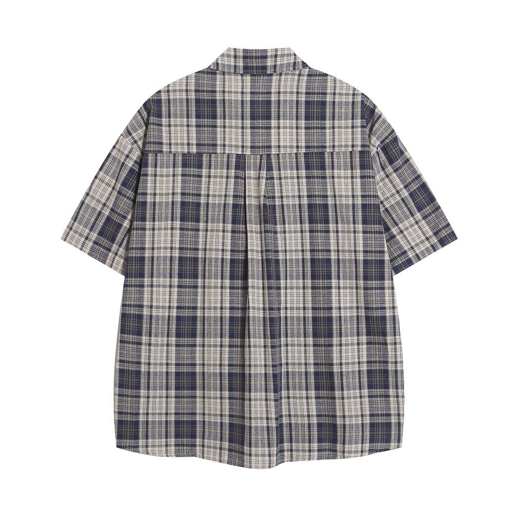 Casual Short Sleeve Plaid Shirt Men