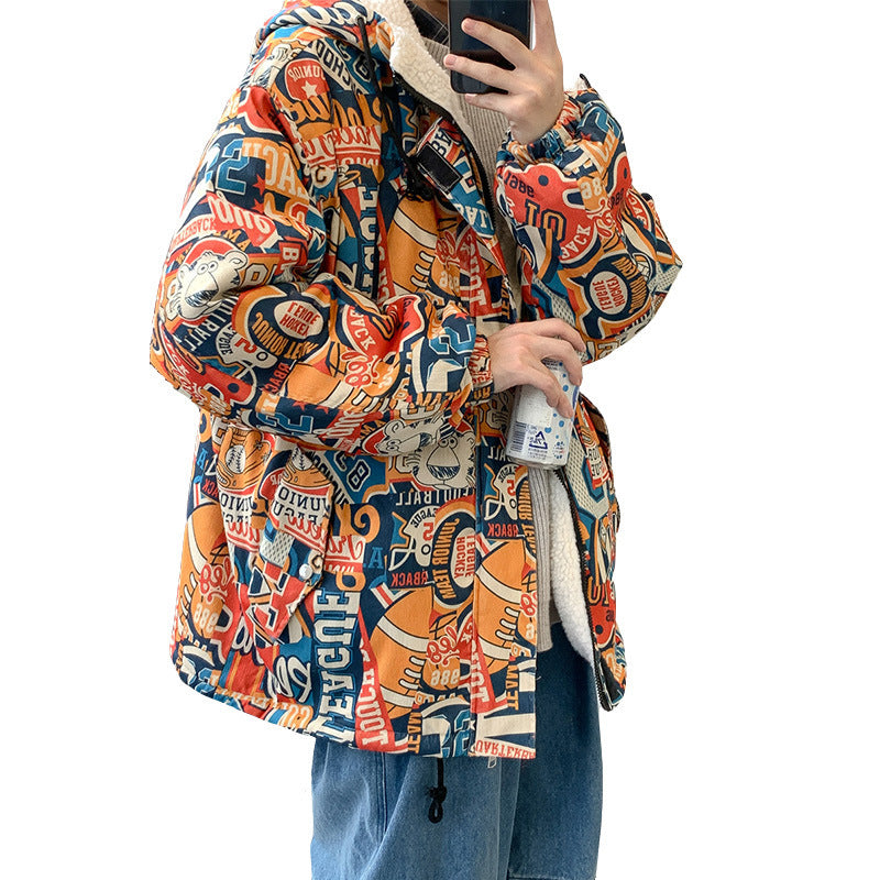 Casual Graffiti Cotton Coat Jacket