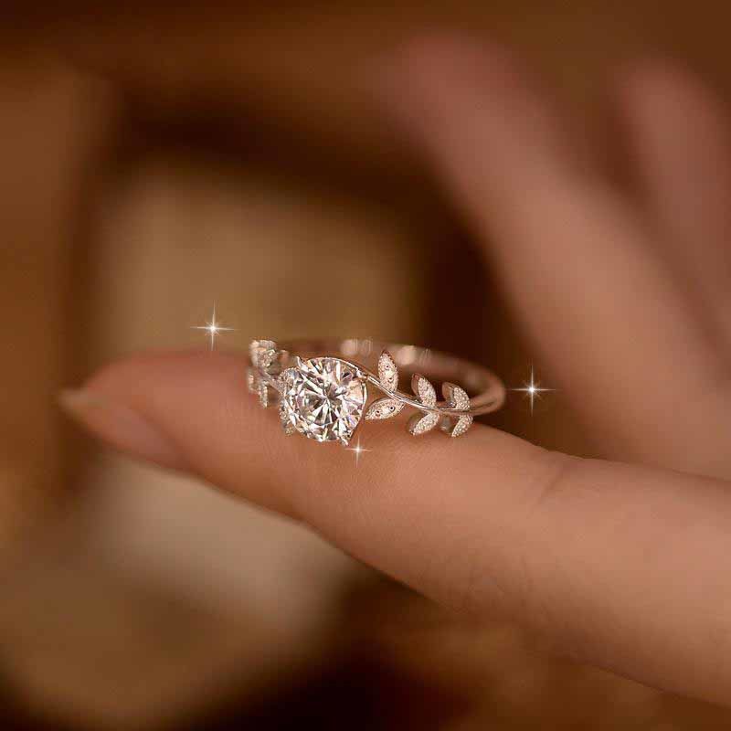 Moissanite Rose Laurel Temperament High-grade Niche Ring