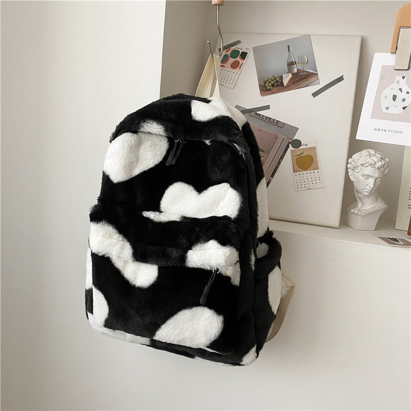 Internet Celebrity Autumn And Winter Furry Scarf Backpack
