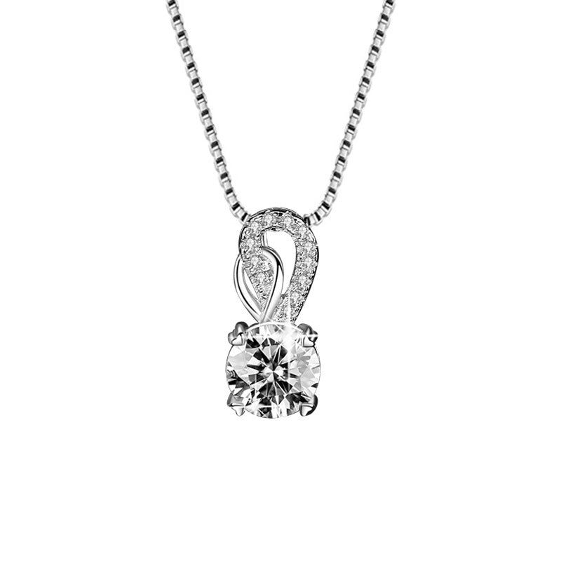 Double Love Pendant Moissanite Four Prong Necklace - Urban Stylez Outlet 