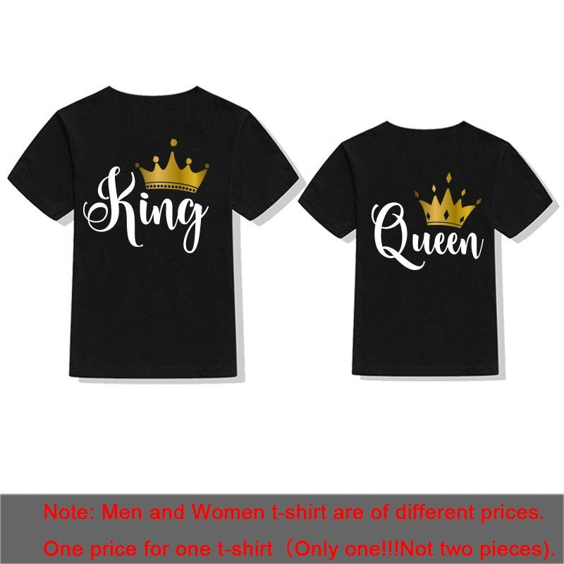 KING QUEEN Couple Men And Women Short Sleeve