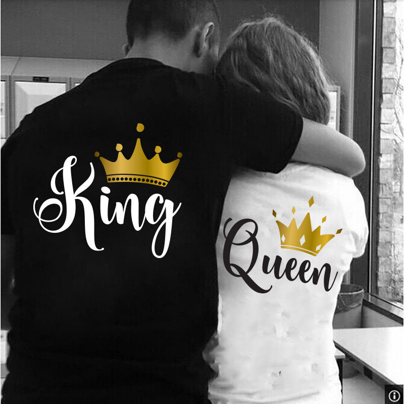 KING QUEEN Couple Men And Women Short Sleeve