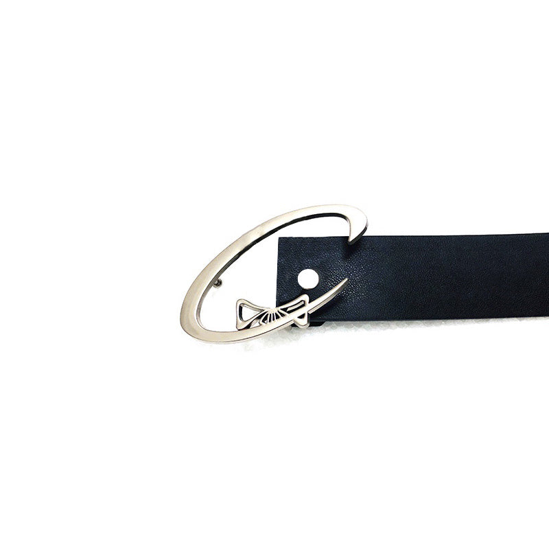 Black PU Leather Simple All-match Metal Buckle Belt