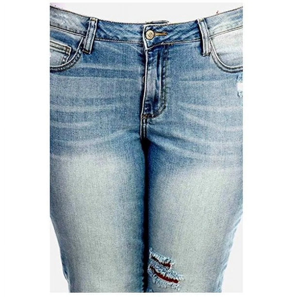 Womens plus Size Stretch Distressed Ripped Blue Skinny Denim Jeans