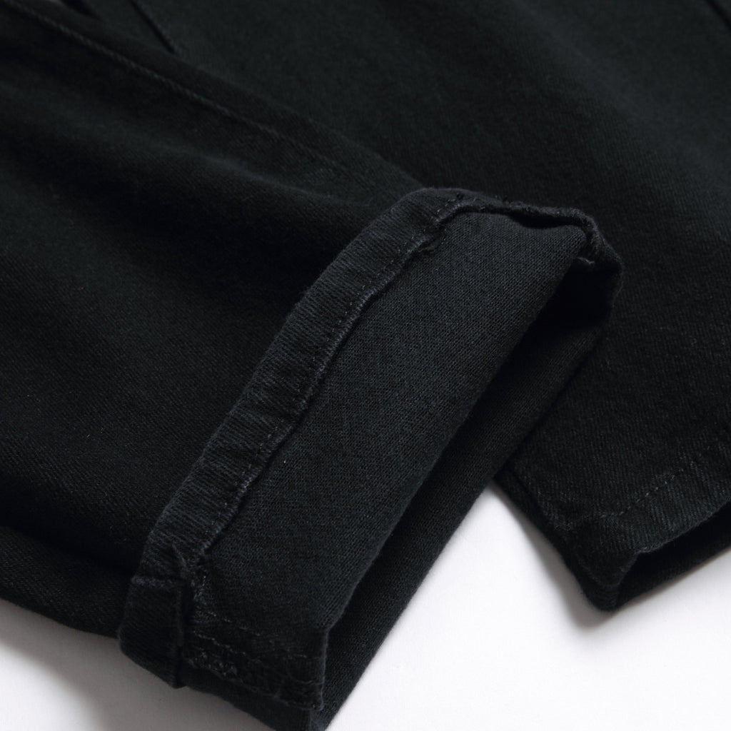 Men's Micro-elastic Black Pants High Quality Fabric Slim-fitting Small Straight