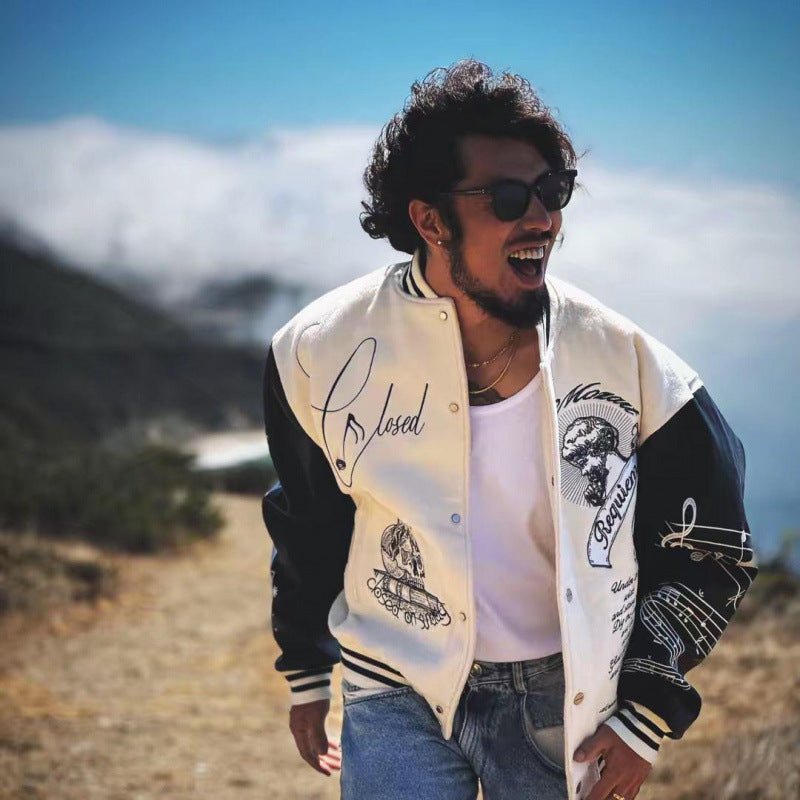 Jacket Baseball Uniform Jacket Men's And Women's Embroidered Casual