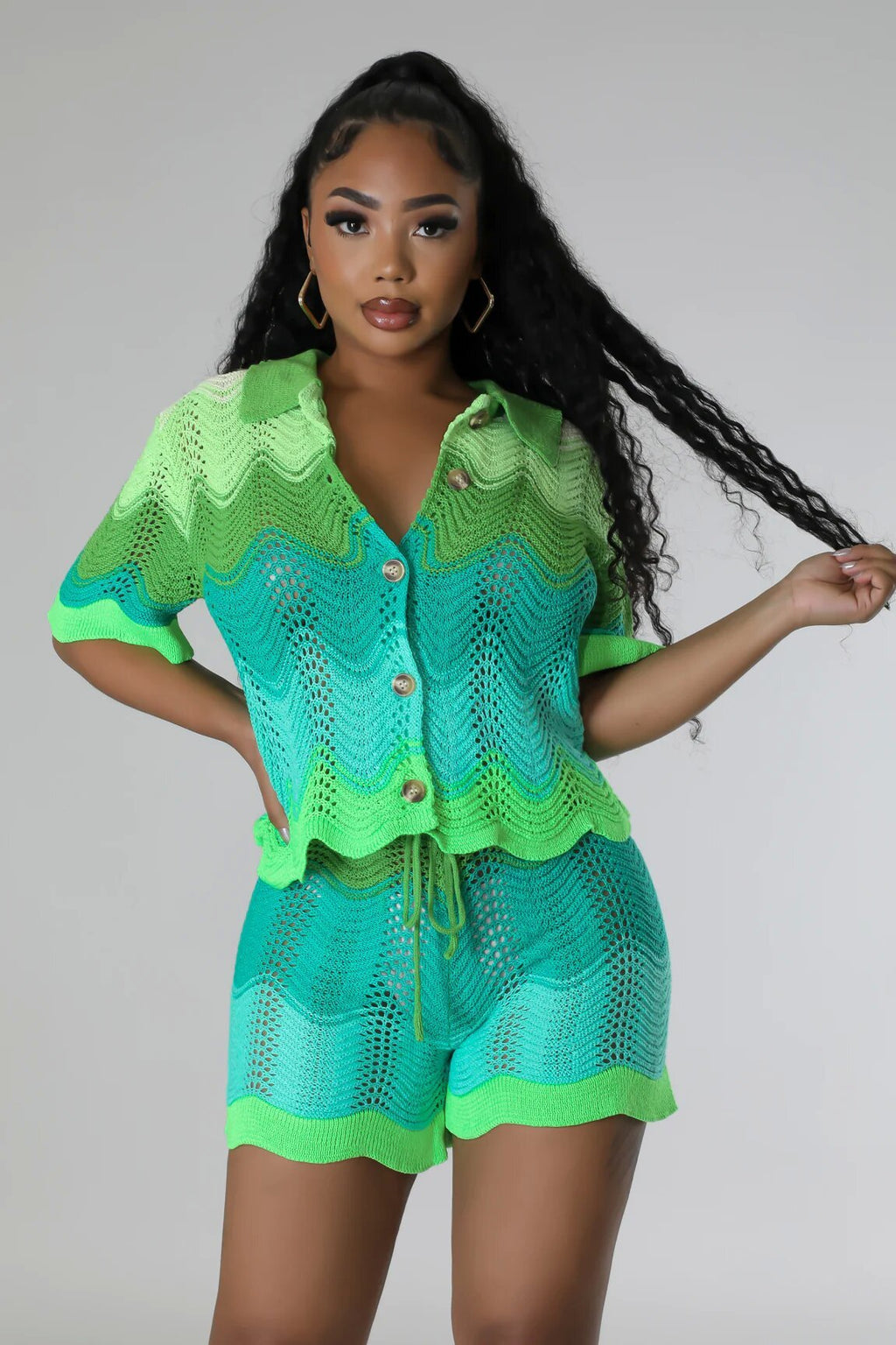 Knitted Short-sleeved Shorts Casual Suit Two-piece Set