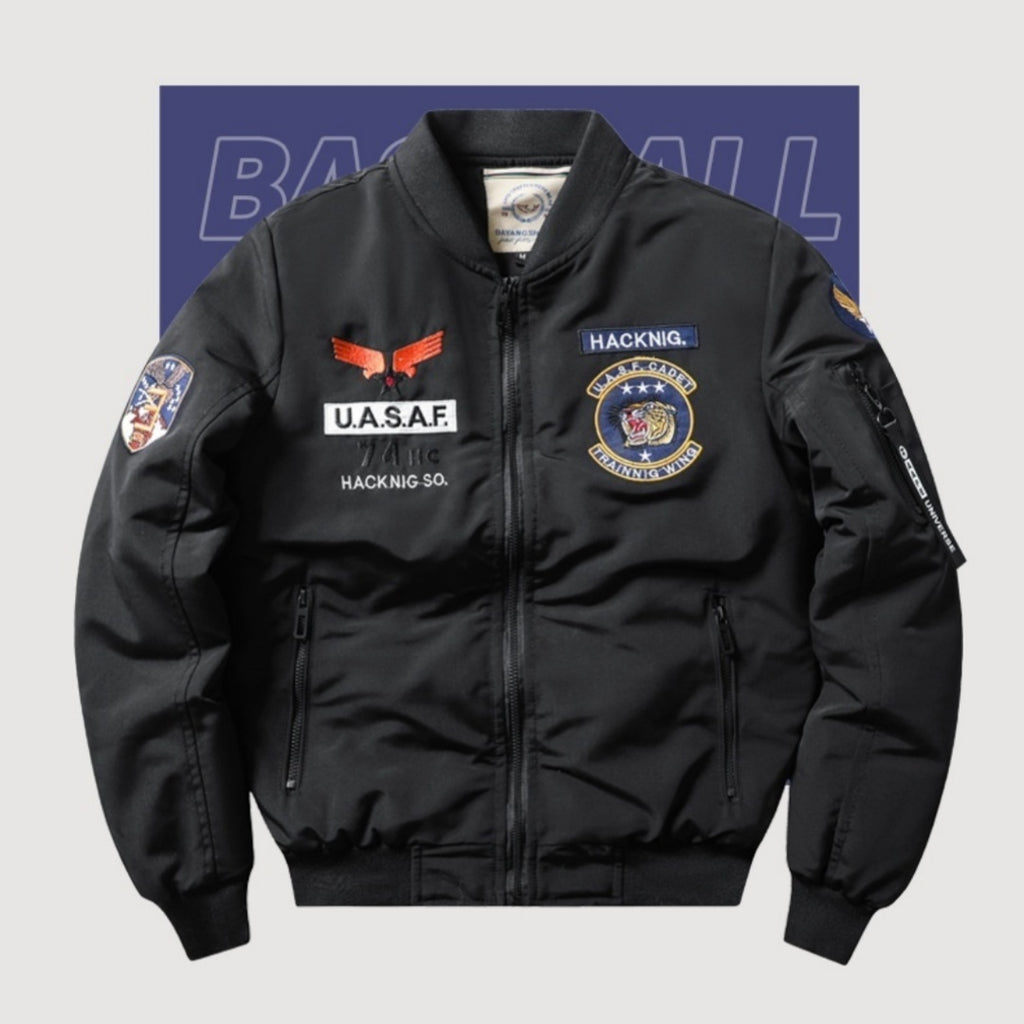 Slim-Fit Stand Collar Harley Motorcycle Men's Retro Embroidery Cotton-padded Coat Coat