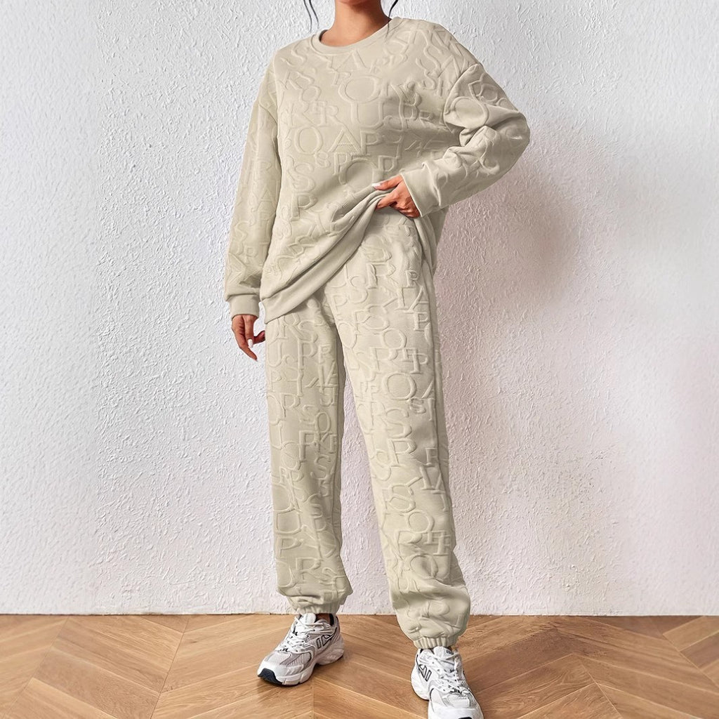 Round Neck Knitted Fashionable Letter Sweater Suit Women